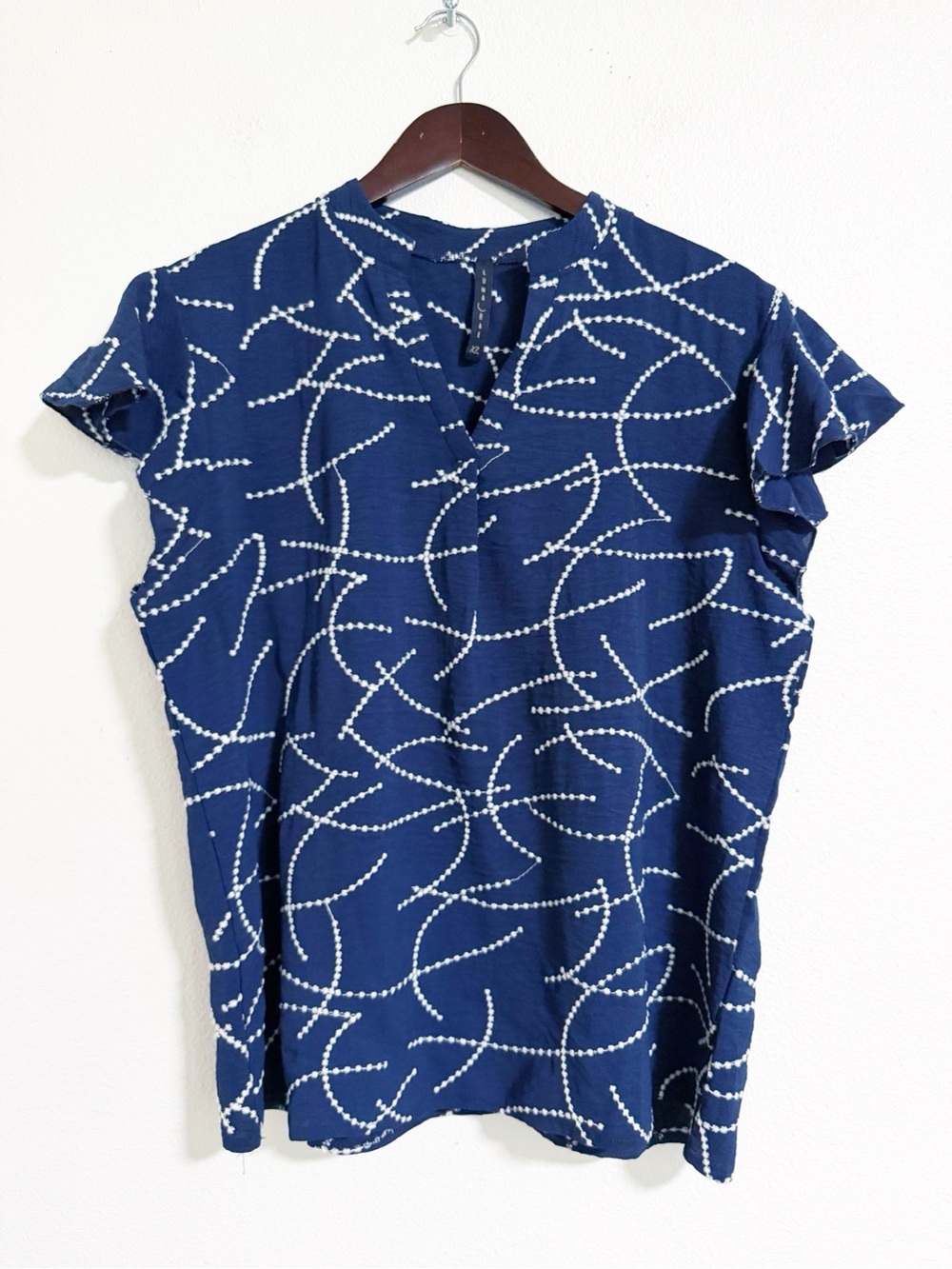 Luna Rae Embroidered Flutter Sleeve Blouse